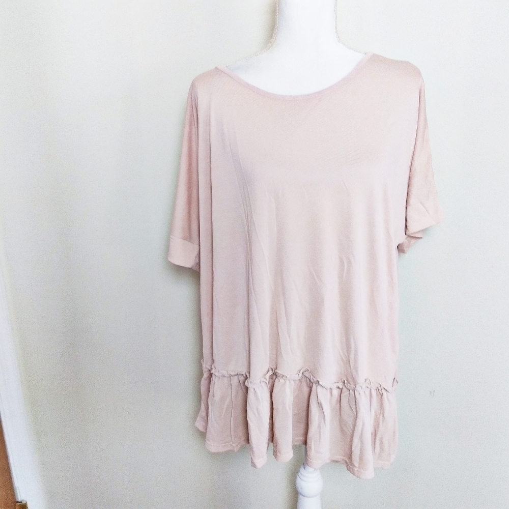Andrée by Unit Pale Pink Peplum Dolman Blouse